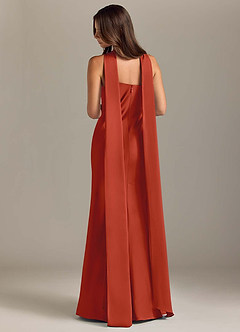 Azazie Kinsley Bridesmaid Dresses Rust Mermaid Side Slit Stretch Satin Dress image2