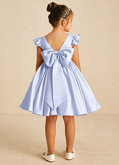 Azazie Tootsie Flower Girl Dresses Lavender A-Line Bow Matte Satin Dress image2