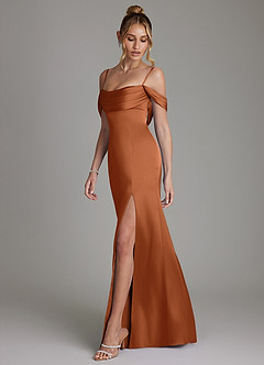 Azazie Nira Suknie dla druhen Syrena Gorset Satyna elastyczna Do ziemi Sukienka image7