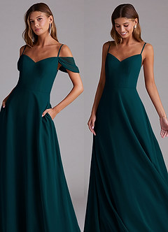 Azazie Marley Vestidos de damas de honor Vestido de Pino de Gasa de Corte en A Convertible con Vestidos sin tirantes image8