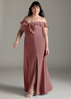 Azazie Sophie Jurken voor bruidsmeisjes Converteerbaar Jurk van Chiffon met A-Lijn Off the Shoulder Woestijnroos image8