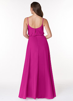 Azazie Lupe Bridesmaid Dresses Fuchsia A-Line Scoop Blouson Chiffon Dress image2