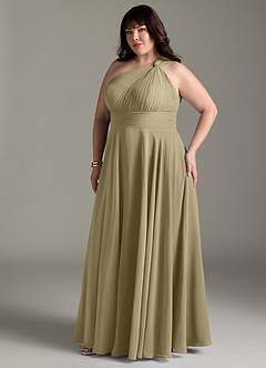 Azazie Charlize Bridesmaid Dresses Moss Green A-Line One Shoulder Chiffon Dress image11