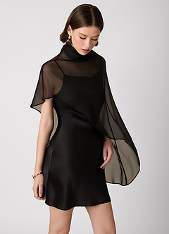 Crystle Black 100% Washable Silk Mini Dress image3