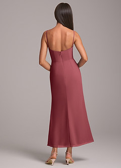Azazie Saige Vestidos de damas de honor Vestido de Merlot de Gasa de Corte Recto Convertible con Vestidos sin tirantes image8