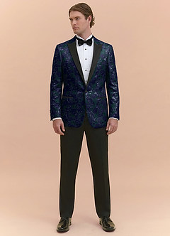 front Joseph Dunkelmarine Formelles Jacquard-Smokingjackett mit spitzem Revers