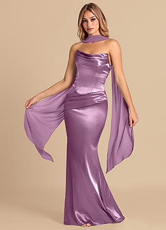 Azazie Sorrel Robes de demoiselle d'honneur Robe Sirène Convertible en Satiné métallisé Corset Glycine image1