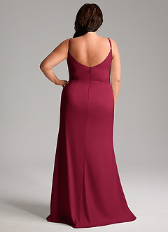 Azazie Deandra Bridesmaid Dresses Burgundy Mermaid Pleated Stretch Satin Dress image8