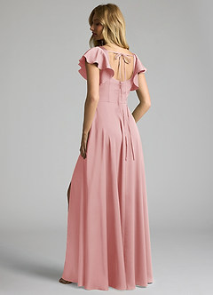 Azazie Bondi Bridesmaid Dresses Powder Pink A-Line Bow Stretch Satin Dress image3