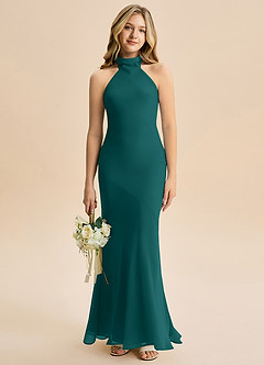 Azazie Velli Junior Peacock Mermaid High Neck Chiffon Dress image1