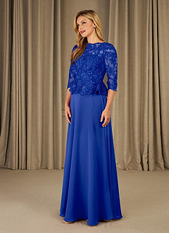 Azazie Averie Mother of the Bride Dresses Royal Blue A-Line Boatneck Sequins Chiffon Dress image4