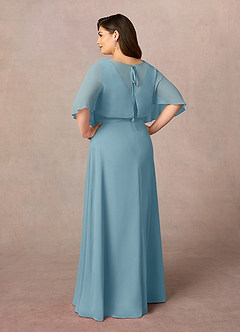 Azazie Oksana Mother of the Bride Dresses Moody Blue A-Line V-Neck Pleated Chiffon Dress image9
