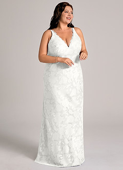 Azazie Tianna Brudepigekjoler Skede Blonder Blomsterudbrændthed Gulv-længde Kjole image11