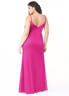 Azazie Deandra Bridesmaid Dresses Fuchsia Mermaid Pleated Mesh Dress image7