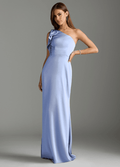 Azazie Rinna Robes de demoiselle d'honneur Robe Sirène en Satin extensible Rayé Eis image3