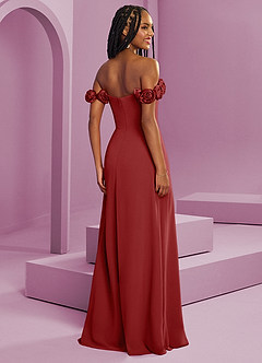 Barbie ♥ Azazie Robes de demoiselle d'honneur Robe Trapèze Convertible en Mousseline de soie Épaule décolletée Rouille image9