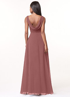 Azazie Karina Bridesmaid Dresses Desert Rose A-Line Pleated Chiffon Dress image2