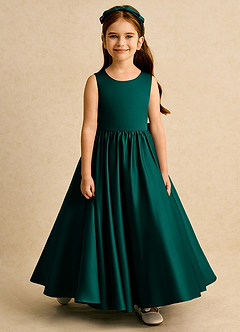 Azazie Nellia Flower Girl Klänningar Klä A-Line i Matt satäng Rosett image5