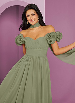 Barbie ♥ Azazie Bridesmaid Dresses Pistachio A-Line Off the Shoulder Chiffon Convertible Dress image4