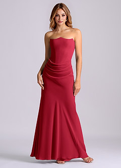 Azazie Debby Bridesmaid Dresses Scarlet Mermaid Strapless Chiffon Dress image1