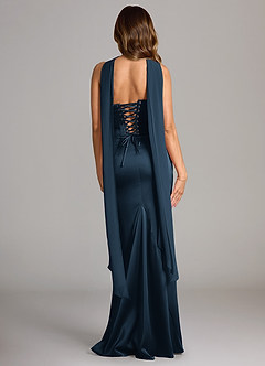 Azazie Sorrel Bridesmaid Dresses Dark Navy Mermaid Strapless Stretch Satin Convertible Dress image2