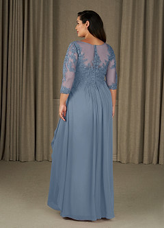Azazie Calanthe Mother of the Bride Dresses Dusty Blue A-Line Scoop Chiffon Dress image7