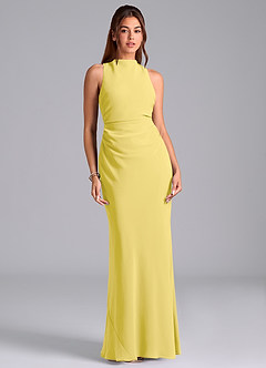 Azazie Evadne Suknie dla druhen Osłona Pofałdowany Szyfon Do ziemi Sukienka image3