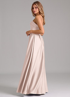Azazie Lucienne Robes de demoiselle d'honneur Robe Trapèze Convertible en Satin extensible Sans bretelle Rose Pâle image3