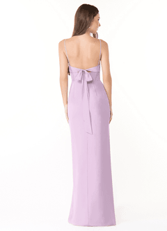 Azazie Mai Bridesmaid Dresses Frosted Lilac Sheath Pleated Chiffon Dress image2