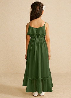 Azazie Karmen Blumenmädchenkleider A-Linie Gestreift Chiffon Kleid Olivgrün image3