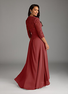 Azazie Devereaux Mother of the Bride Dresses Rust A-Line Lace Chiffon Dress image2