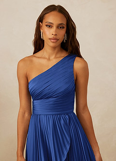 Christian Siriano Bridal for Azazie 1008 Bridesmaid Dresses Royal Blue A-Line One Shoulder Stretch Satin Dress image8