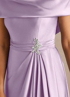 Azazie Branford Abiti per la Madre della Sposa Abito A-Line in Raso Elasticizzato Plissettato Lilla Glassato image4