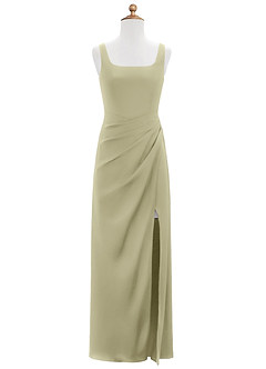 Azazie Mero Junior Pistachio Mermaid Pleated Stretch Satin Dress image6