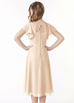 Azazie Bondi Junior Linia A Marszczony Szyfon Długość herbaty Młodsza druhna Sukienka image3