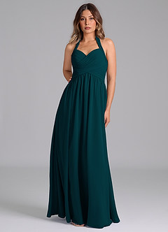 Azazie Darlyn Bridesmaid Dresses Pine A-Line Pleated Chiffon Dress image5