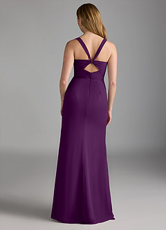 Azazie Mero Bridesmaid Dresses Grape Sheath Pleated Chiffon Dress image3