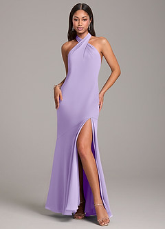 Azazie Lorena Bridesmaid Dresses Lilac Mermaid Pleated Chiffon Dress image3