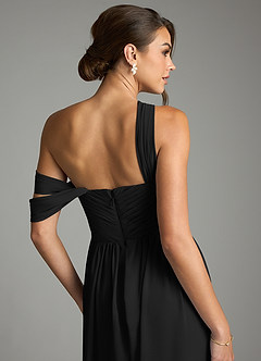 Azazie Kassandra Klänningar att prova hemma Klä av A-Line i Chiffong Av axeln Svart image7