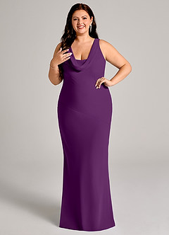 Azazie Rylina Bridesmaid Dresses Grape Mermaid Pleated Chiffon Dress image10