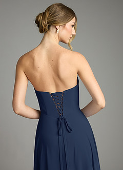 Azazie Ayla Abiti da Damigella Abito A-Line in Chiffon Scollo a Cuore Marino Scuro image11