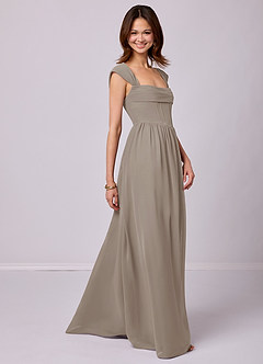 Barbie ♥ Azazie Bridesmaid Dresses Taupe A-Line Corset Chiffon Dress image3