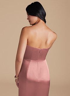 Azazie Aura Bridesmaid Dresses Dusty Rose Mermaid Metallic Satin Convertible Dress image4
