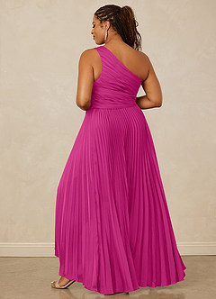Christian Siriano Bridal for Azazie 1008 Robes de demoiselle d'honneur Robe Trapèze en Satin extensible Ue épaule Fuchsia image14