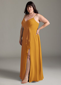 Azazie Akita Bridesmaid Dresses Butterscotch A-Line Chiffon Dress image8
