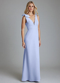 Azazie Taro Final Sale Agave Sheath Bow Chiffon Dress image1