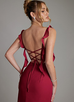 Azazie Jessamine Bridesmaid Dresses Burgundy Mermaid Corset Chiffon Dress image2