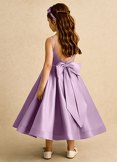 Azazie Babs Flower Girl Dresses Wisteria Ball-Gown Pleated Matte Satin Dress image1