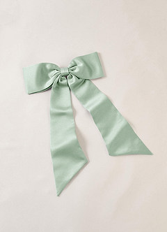 front Juego de pinzas para el cabello con lazo de satén elástico de color a juego