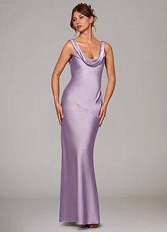 Azazie Rylina Bridesmaid Dresses Frosted Lilac Mermaid Stretch Satin Dress image3
